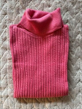 Talbots Pink Ribbed Turtleneck Sweater
